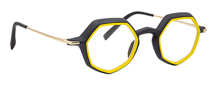 monture optique design créateur impression 3D jaune hexagonale