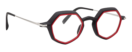 monture optique design créateur impression 3D rouge hexagonale